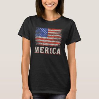 Merica American Flag 4th Of July  Usa Vintage Retr T-Shirt