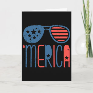 Merica American Flag Aviators Toddler 4th July Whi Card