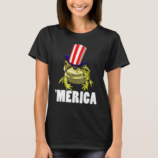 Merica American Flag Frog  Women Frog Love 8 T-Shirt (Front)