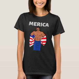 Merica American Mullet Business In Front Party In  T-Shirt