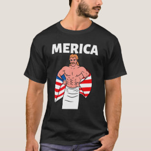 Merica American Mullet Business In Front Party In  T-Shirt