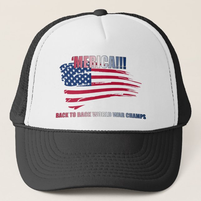 'merica!!! Back to Back, baby!!! Trucker Hat (Front)