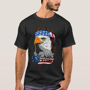 Merica Bald Eagle Men Boys American Flag Patriotic T-Shirt