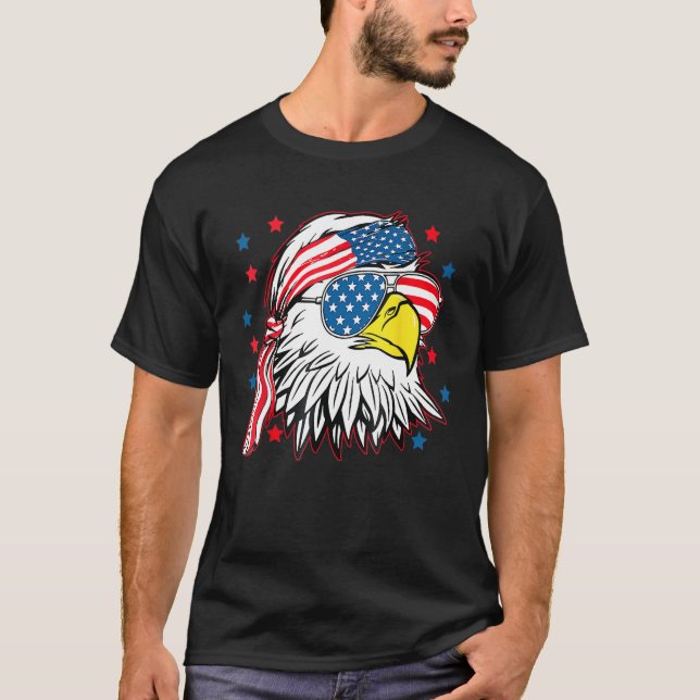 Merica Bald Eagle Mullet 4th Of July American Flag T-Shirt (Front)