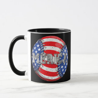 MERICA Baseball American Flag 4th of July Kids Mug