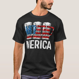 Merica Beer American Flag T  4th of July  Gift  T-Shirt