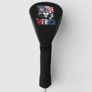 Merica Bigfoot American Flag Patriotic 4th Of July Golf Head Cover