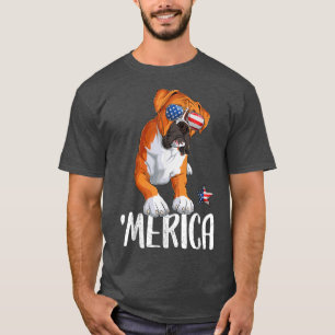 Merica Boer Dog 4th of July American Flag  T-Shirt