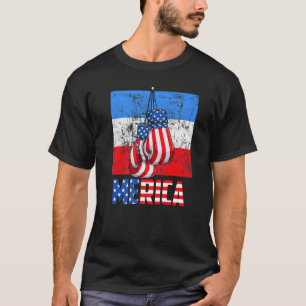 Merica Box Gloves American Flag 4th Of July Boxing T-Shirt