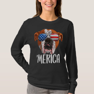 Merica British English Bulldog Dog 4th Of July Ame T-Shirt