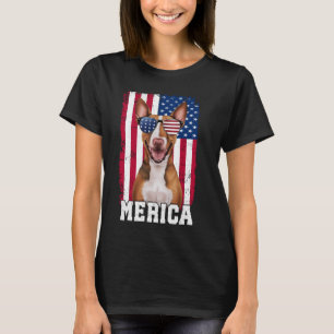 Merica Bull Terrier Dog USA Flag Patriotic 4th of T-Shirt