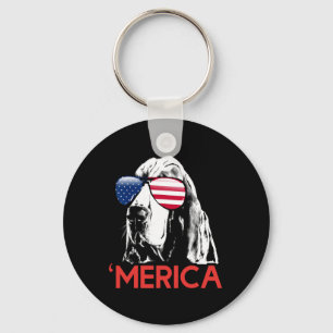 Merica Bysset Hound American Flag 4th Of July Keychain
