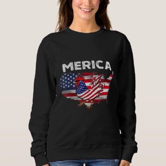 Merica Chicken With Beer Usa Flag 4th Of July Sweatshirt