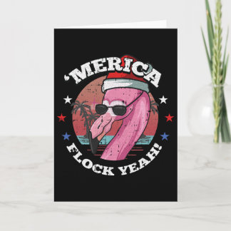 Merica Christmas In July Cool Flamingo Summer Trop Card