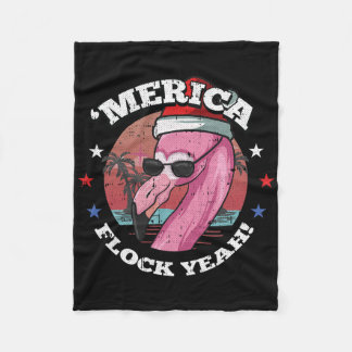 Merica Christmas In July Cool Flamingo Summer Trop Fleece Blanket