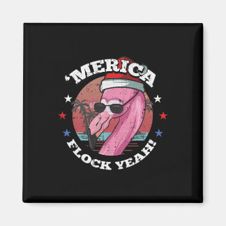 Merica Christmas In July Cool Flamingo Summer Trop Magnet