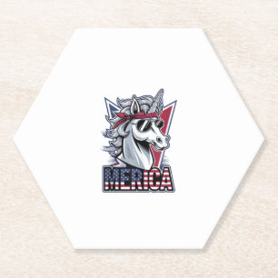 Merica Cool Unicorn Patriotic Vibes Tank Top Paper Coaster