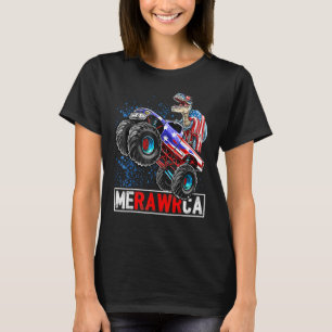 Merica Dinosaur Monster Truck 4th Of July American T-Shirt