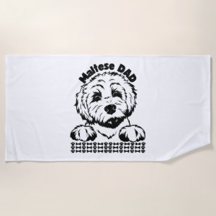 Merica Dog with USA Flag Sunglasses Patriotic Art Beach Towel