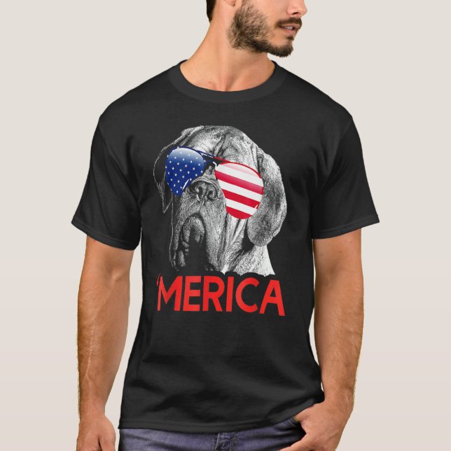Merica Dogue De Bordeaux American Flag 4th Of July T-Shirt (Front)
