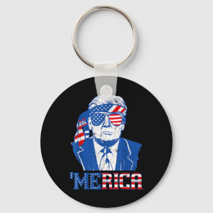 Merica Donald Trump - Funny Trump 4th Of July Amer Keychain