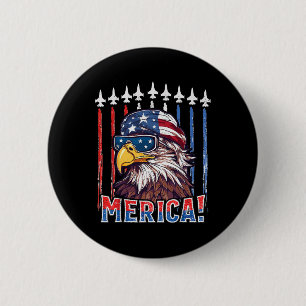 Merica Eagle 4th Of July Patriotic Freedom Eagle M 2 Inch Round Button