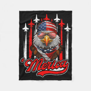 Merica Eagle Airplane 4th Of July American Flag Pa Fleece Blanket
