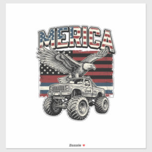 Merica Eagle Monster Truck Vintage Patriotic