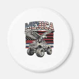 Merica Eagle Monster Truck Vintage Patriotic Magnet