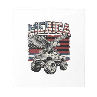 Merica Eagle Monster Truck Vintage Patriotic Notepad