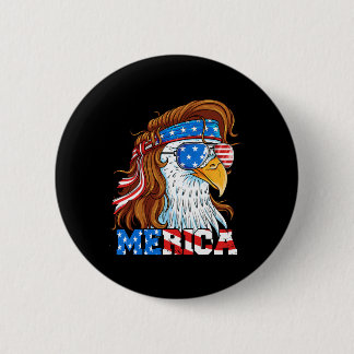 Merica Eagle Mullet 4th Of July American Flag Usa 2 Inch Round Button