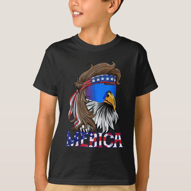 Merica Eagle Mullet American Flag USA Men 4th Of J T-Shirt (Front)