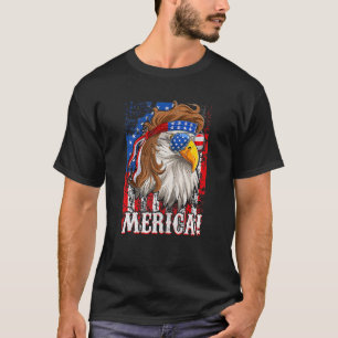 Merica Eagle Mullet Retro Usa Flag 4th Of July Fre T-Shirt