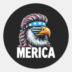 Merica Eagle Mullet Sungles Usa American Flag Eagl Classic Round Sticker