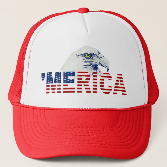 ‘MERICA Eagle US Flag Trucker Hat (Front)
