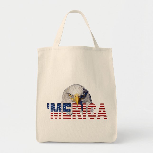 'MERICA Flag and Eagle Tote Bag (Front)
