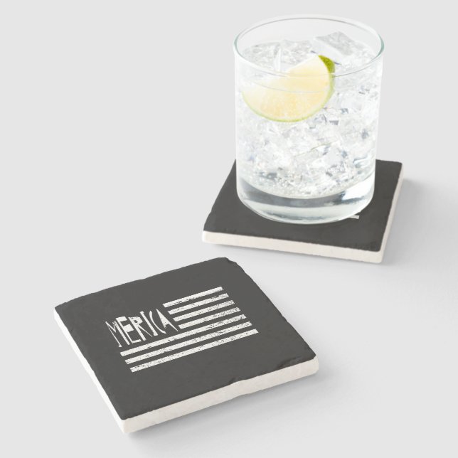 Merica Flag Stone Coaster (Side)