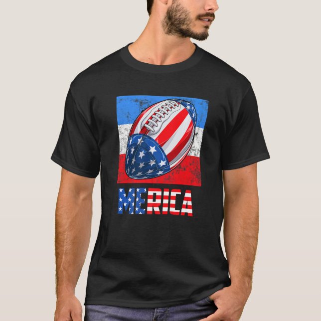 Merica Football American Flag 4th Of July Kids Boy T-Shirt (Front)