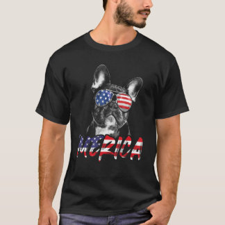 Merica French Bulldog 4th of July American Flag Fr T-Shirt