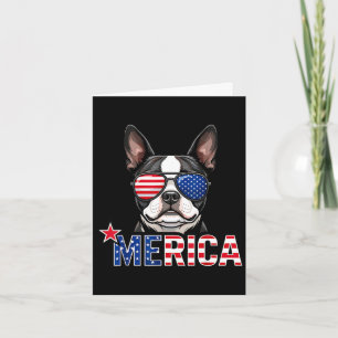 Merica french bulldog american flag 4th of july card