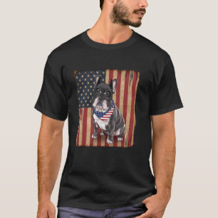 Merica French Bulldog Dog American Flag Dog Patrio T-Shirt