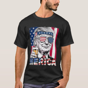 Merica Funny Trump Men Drinking Beer T-Shirt