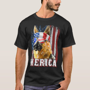 Merica German Shepherd Dog 4th Of July American Fl T-Shirt