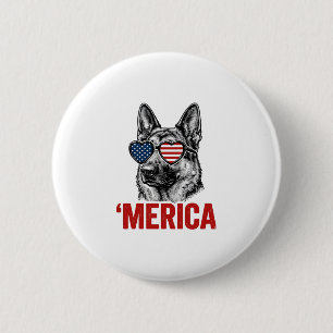 Merica German Shepherd Flag Sunglasses Shirt Desig 2 Inch Round Button