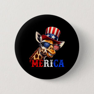 Merica Giraffe Patriotic 4th Of July Funny Kids Me 2 Inch Round Button