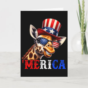 Merica Giraffe Patriotic 4th Of July Funny Kids Me Card