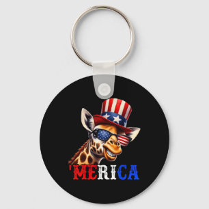 Merica Giraffe Patriotic 4th Of July Funny Kids Me Keychain