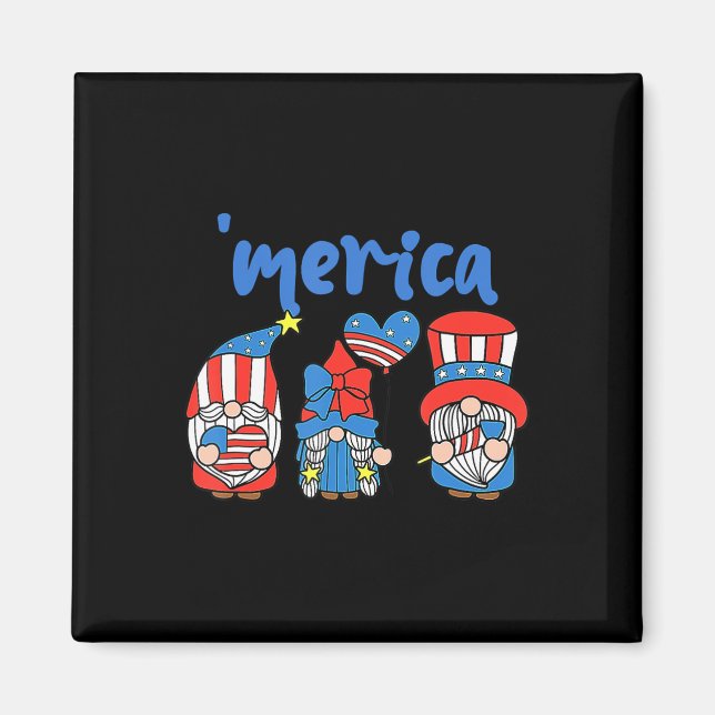 Merica Gnomes USA Flag Fireworks Memorial Day 4th  Magnet (Front)