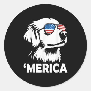 Merica Golden Retriever - 4th Of July Classic Round Sticker