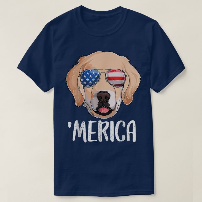 Merica Golden Retriever Dog 4th of July American F T-Shirt (Design Front)